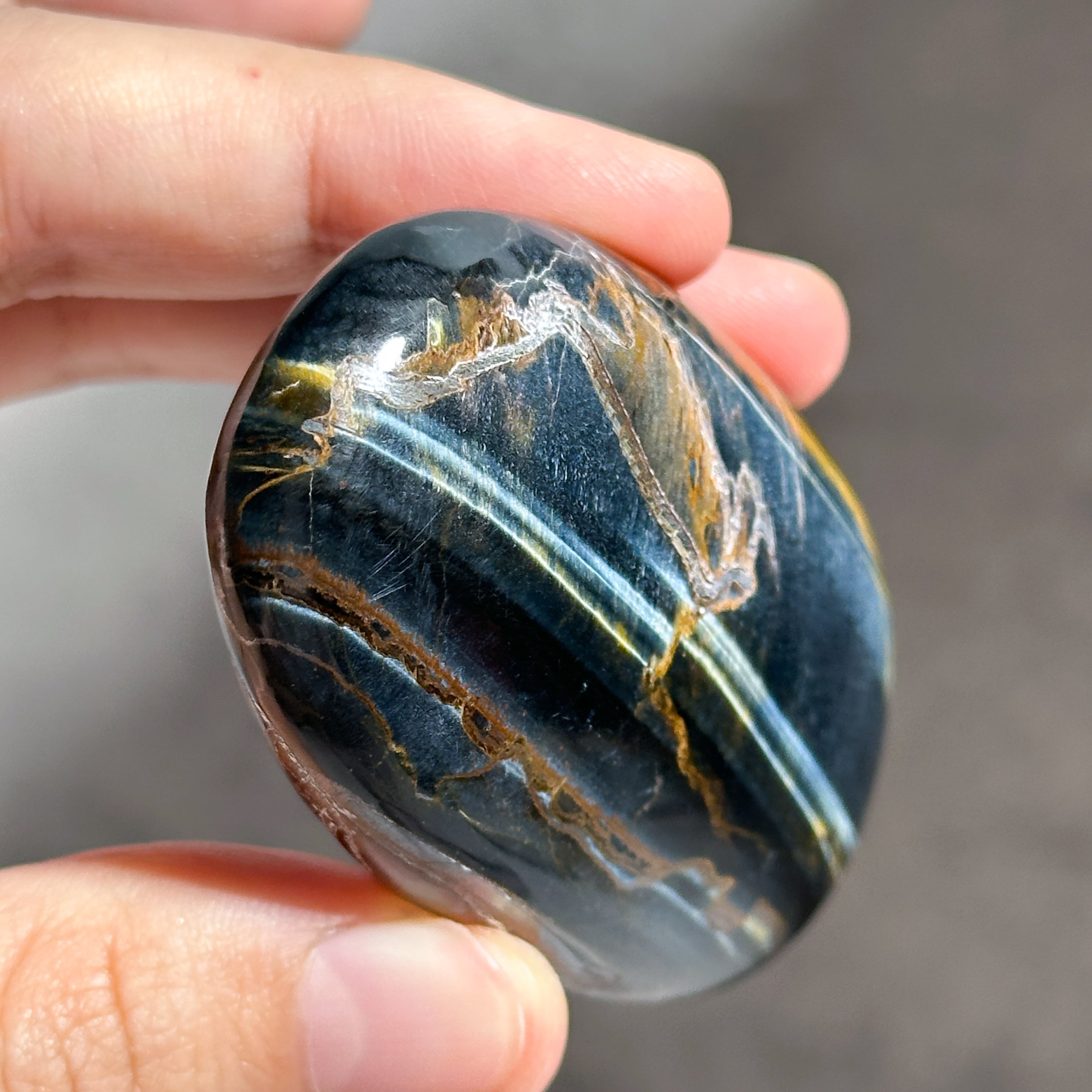 ブルータイガーアイ パーム 43◇ Blue Tiger's eye ◇天然石・鉱物