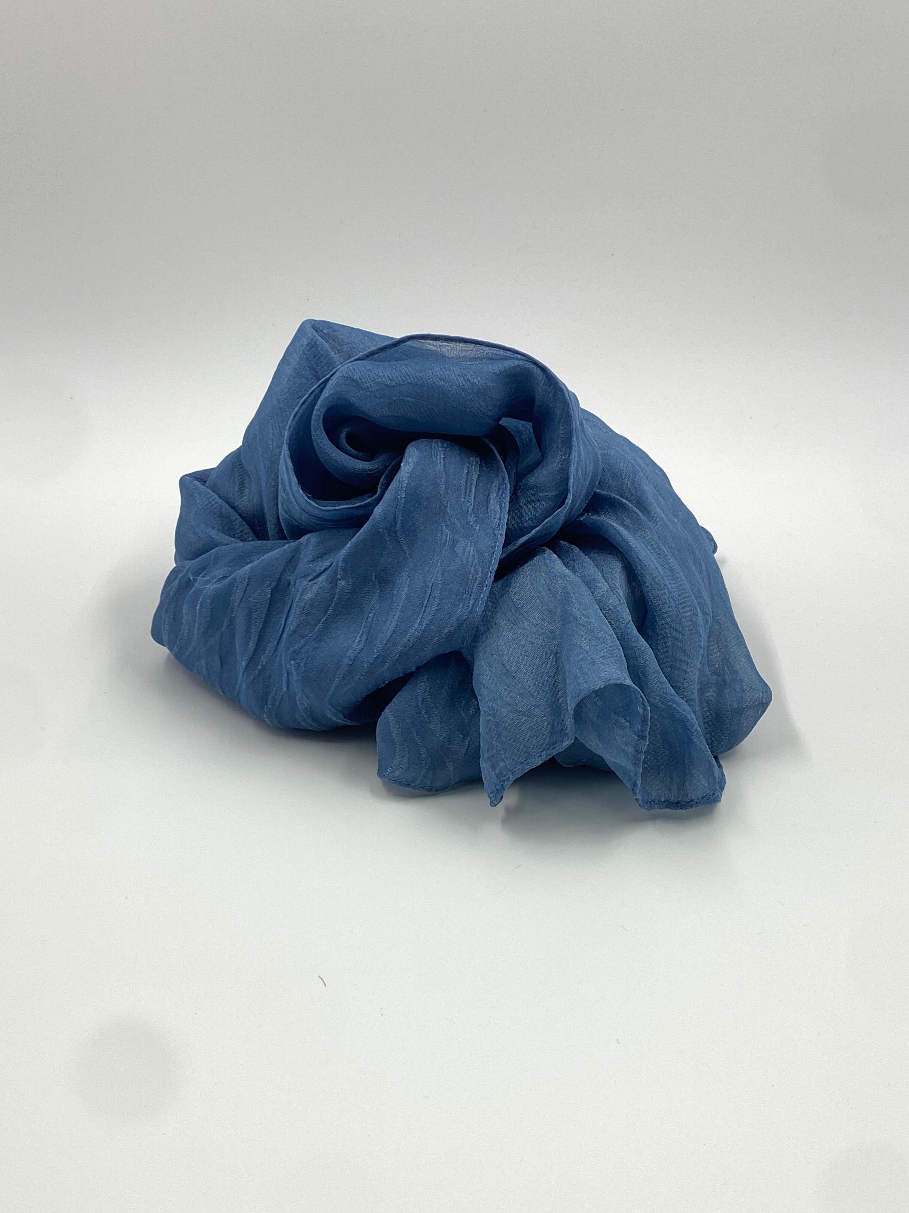 藍染スカーフ 絹 波模様 | 黒羽藍染紺屋