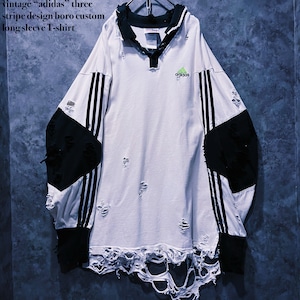 【doppio】vintage “adidas” three stripe design boro custom long sleeve T-shirt