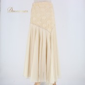 社交ダンス 衣装 スタンダード スカート レッスンウェア オフホワイト系 アイボリー クリーム色 ICHIOKU イチオク 花柄 レース シンプル フェミニン エレガント おしゃれ ダンスウェア トレーニング コスチューム 結婚式 パーティー 伸縮性 お花 レース装飾 女性用 高品質 軽やか 素敵 シンプルデザイン 丈夫 洗濯可 セクシー