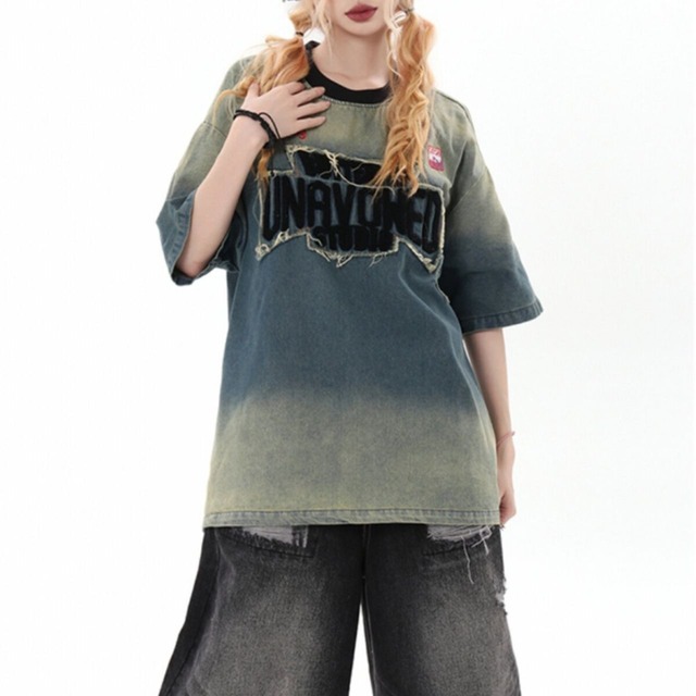 ダメージパッチロゴフェードグラデーションT 1col   R01755