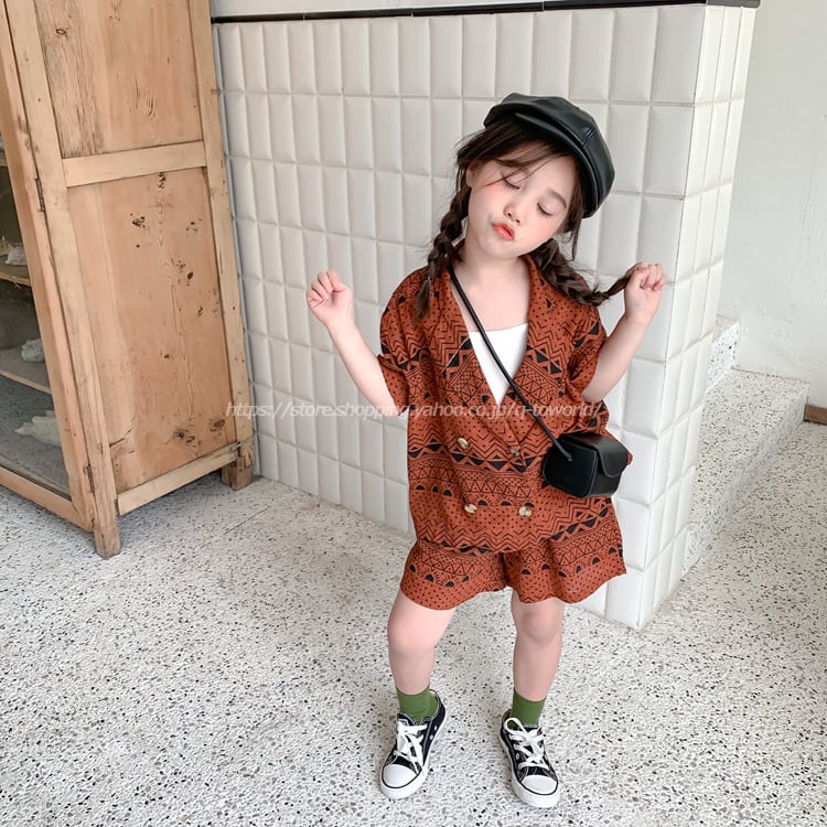 90 140 ジャケット パンツ 2点セットヴィンテージ調 男の子 女の子 韓国版 韓国子供服 キッズ 子供服 Q Toworld キュートワールド 子供服