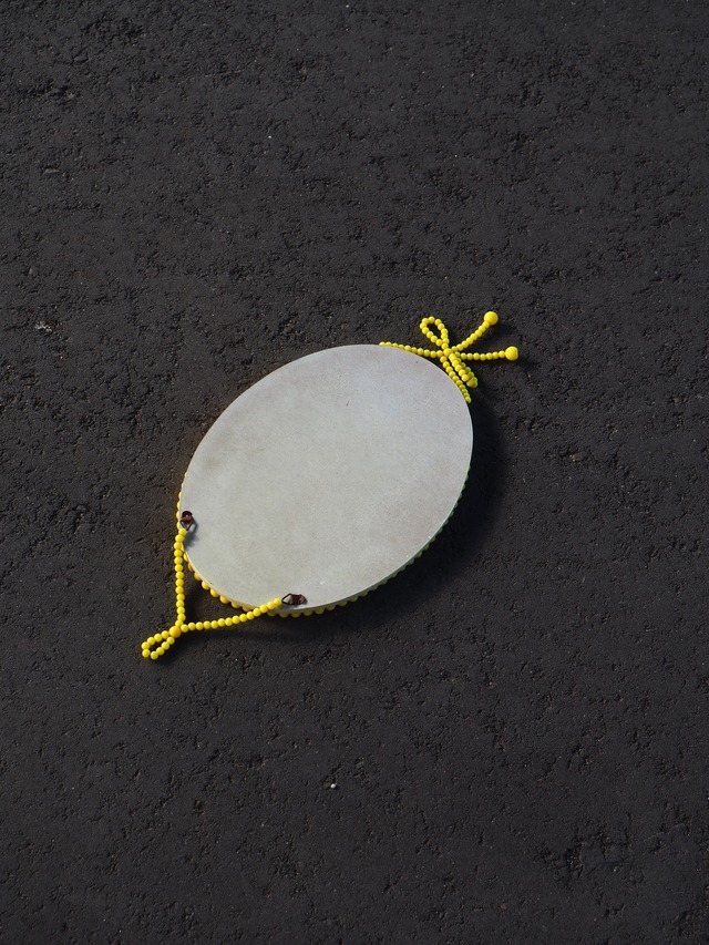 Yellow beaded oval wall mirror