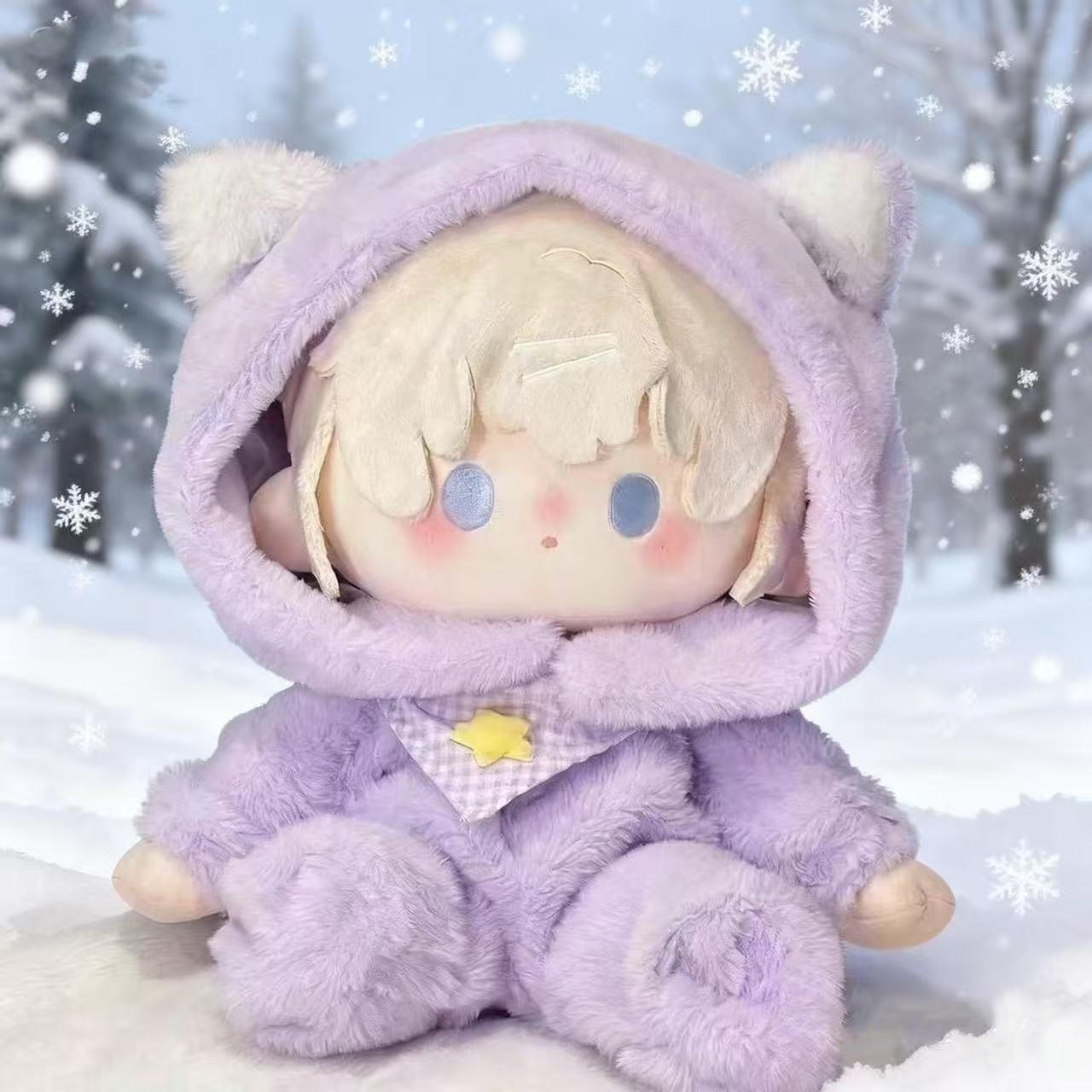 40cmぬいぐるみ用 もこもこ フード付き ロンパース+マフラー 着せ替え