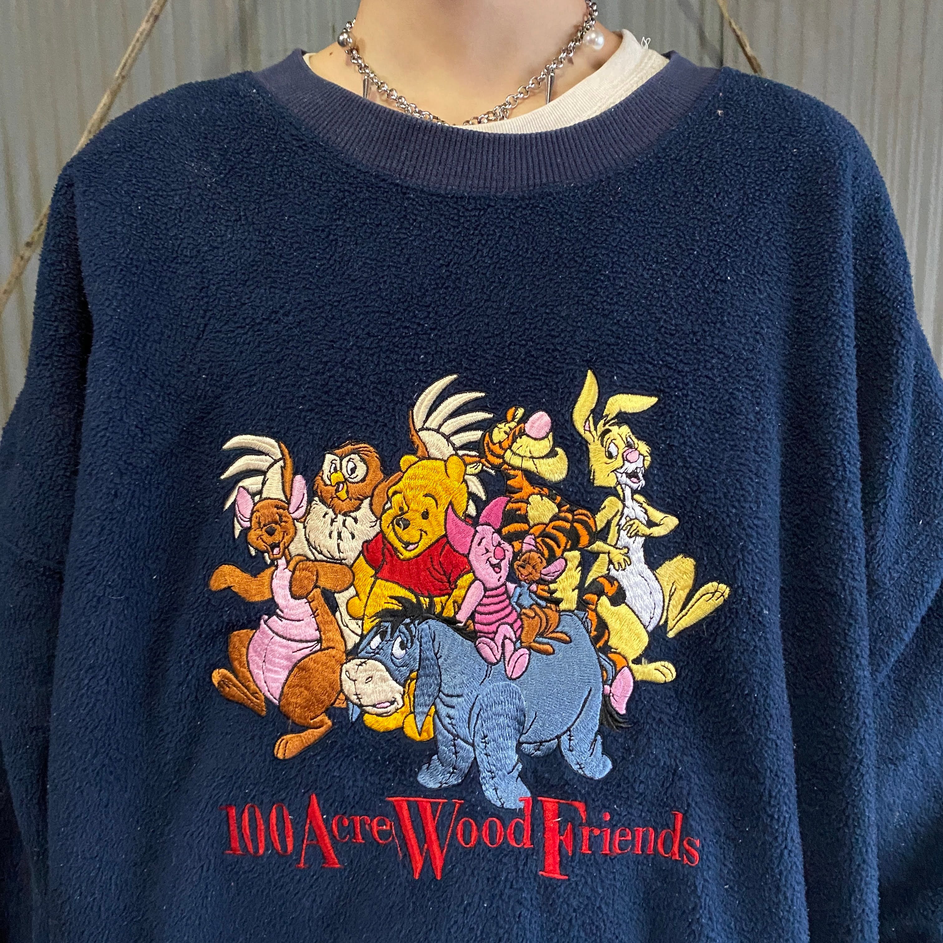 DISNEY ディズニー プーさん キャラクター刺繍 フリーストップス