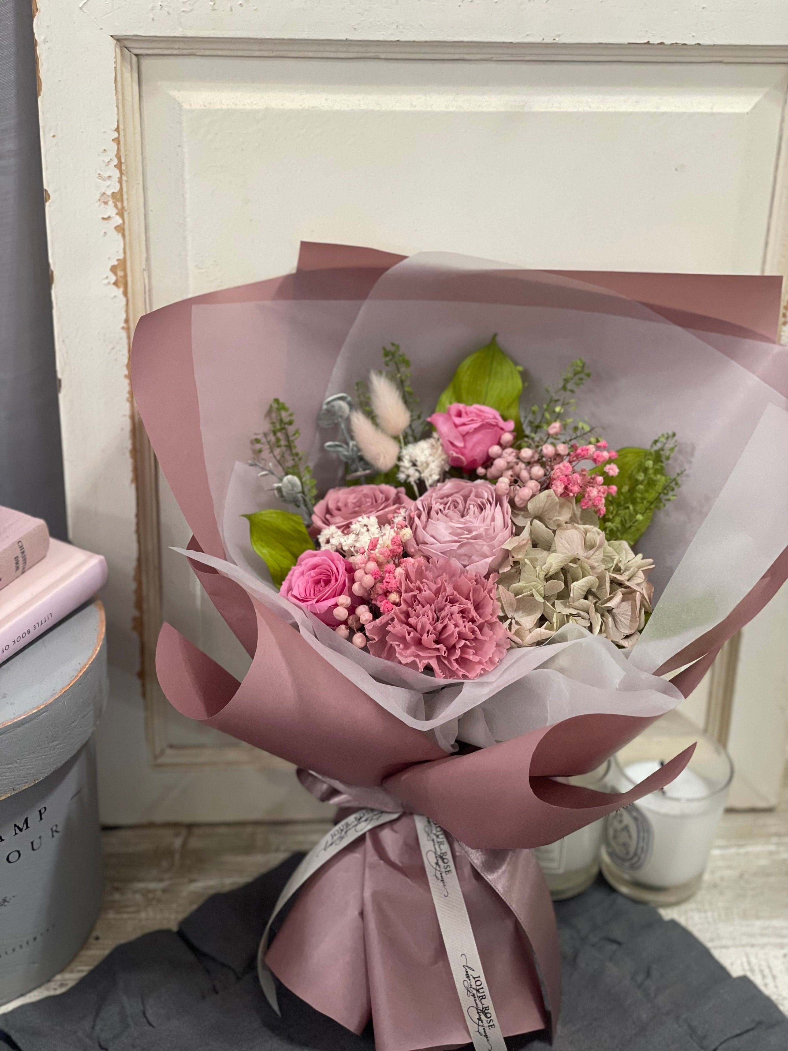 ensemble」アンサンブル 5色 紫陽花とバラのブーケ プリザーブド