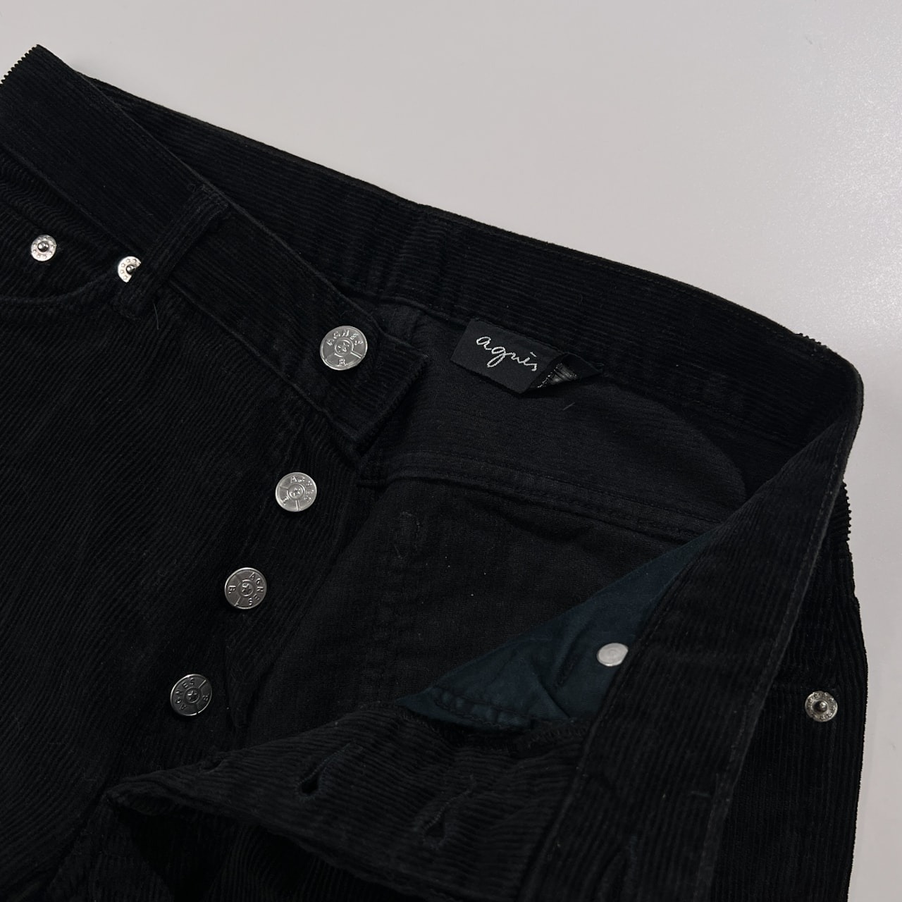 フランス製 90s agnes b. アニエスベー コーデュロイ パンツ ボトムス ボタンフライ サイズ 36 /ブラック/レディース/ビンテージ