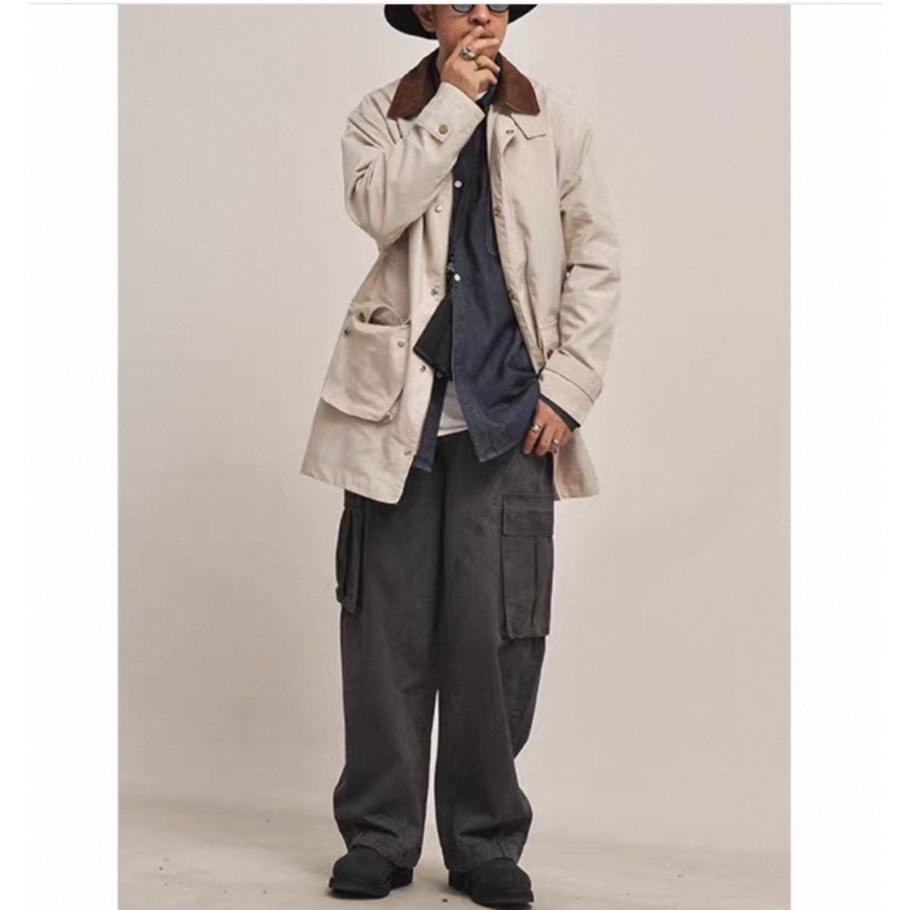 Corduroy collar overcoat 1198 - 10