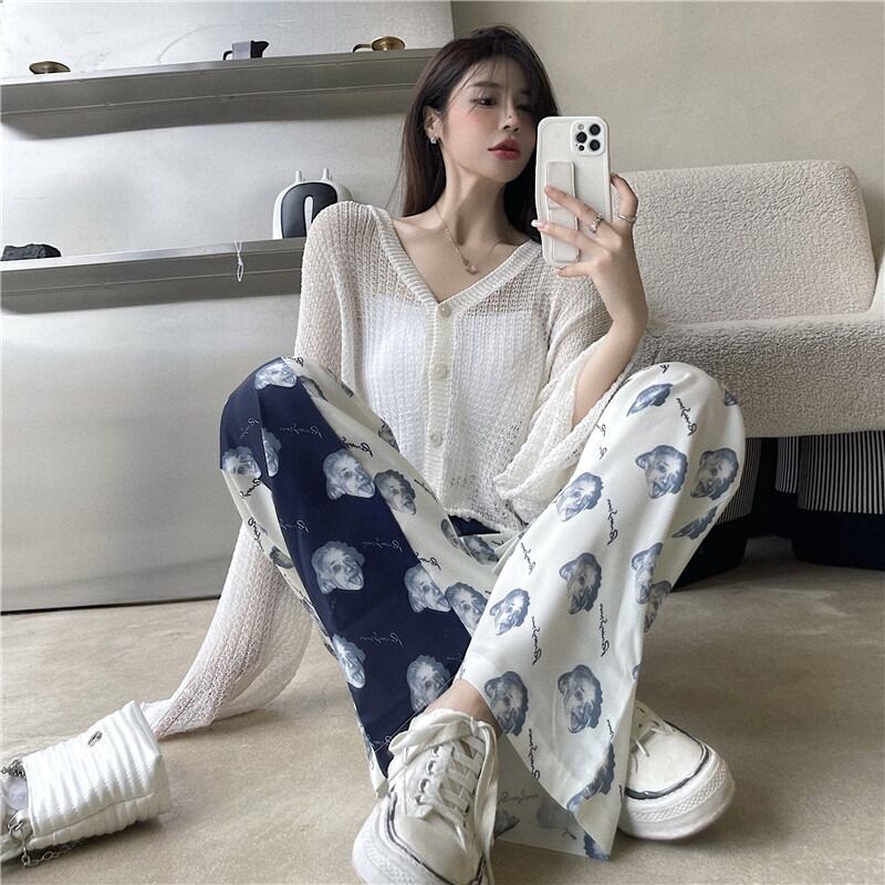 パンツ ハイウェストサマールーズ 夏物 ブラックストロベリース43364025573