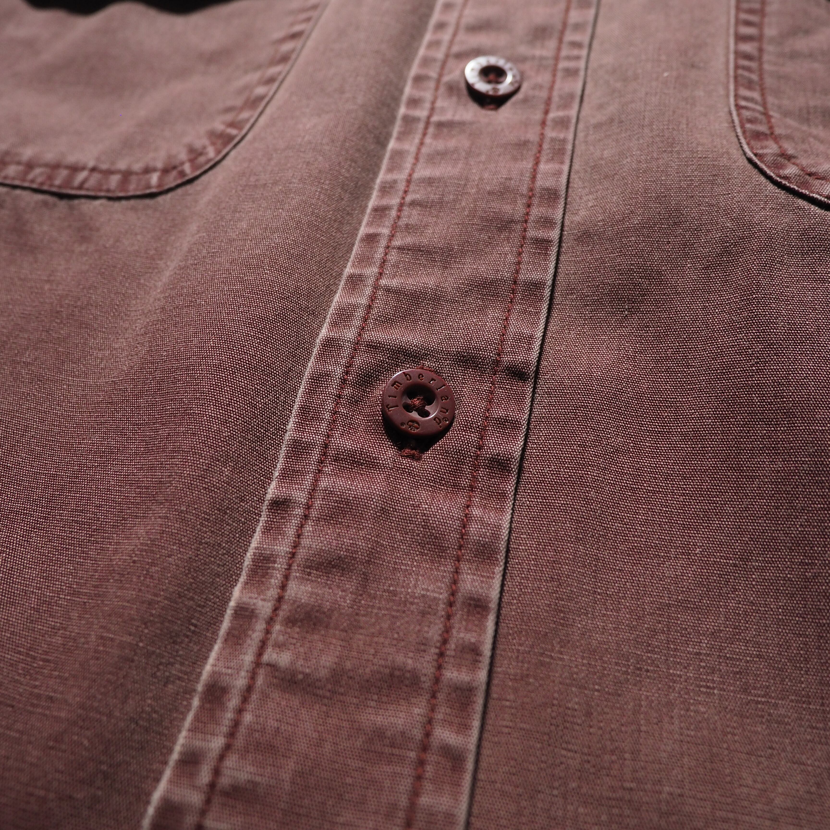 1990s ” Timberland ” Dark Burgundy color Overdye cotton shirt