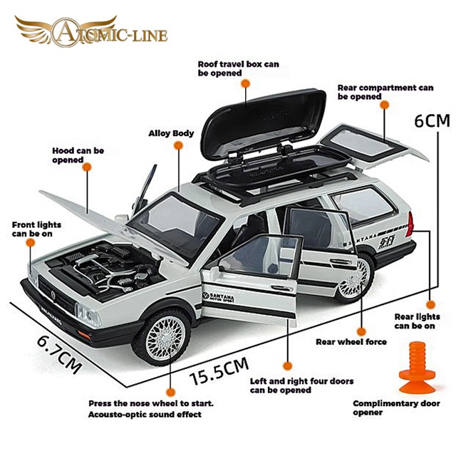 フォルクスワーゲン SANTANA サンタナ ワゴン 1/32 ミニカー 全3色 ライト点灯 合金モデル 模型 ジオラマ