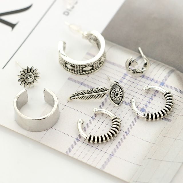 送料無料 ピアス メンズ フープピアス フープ イヤーカフ ピアスセット