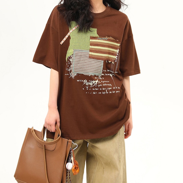 パッチワークコラージュアートTシャツ 1col R02414