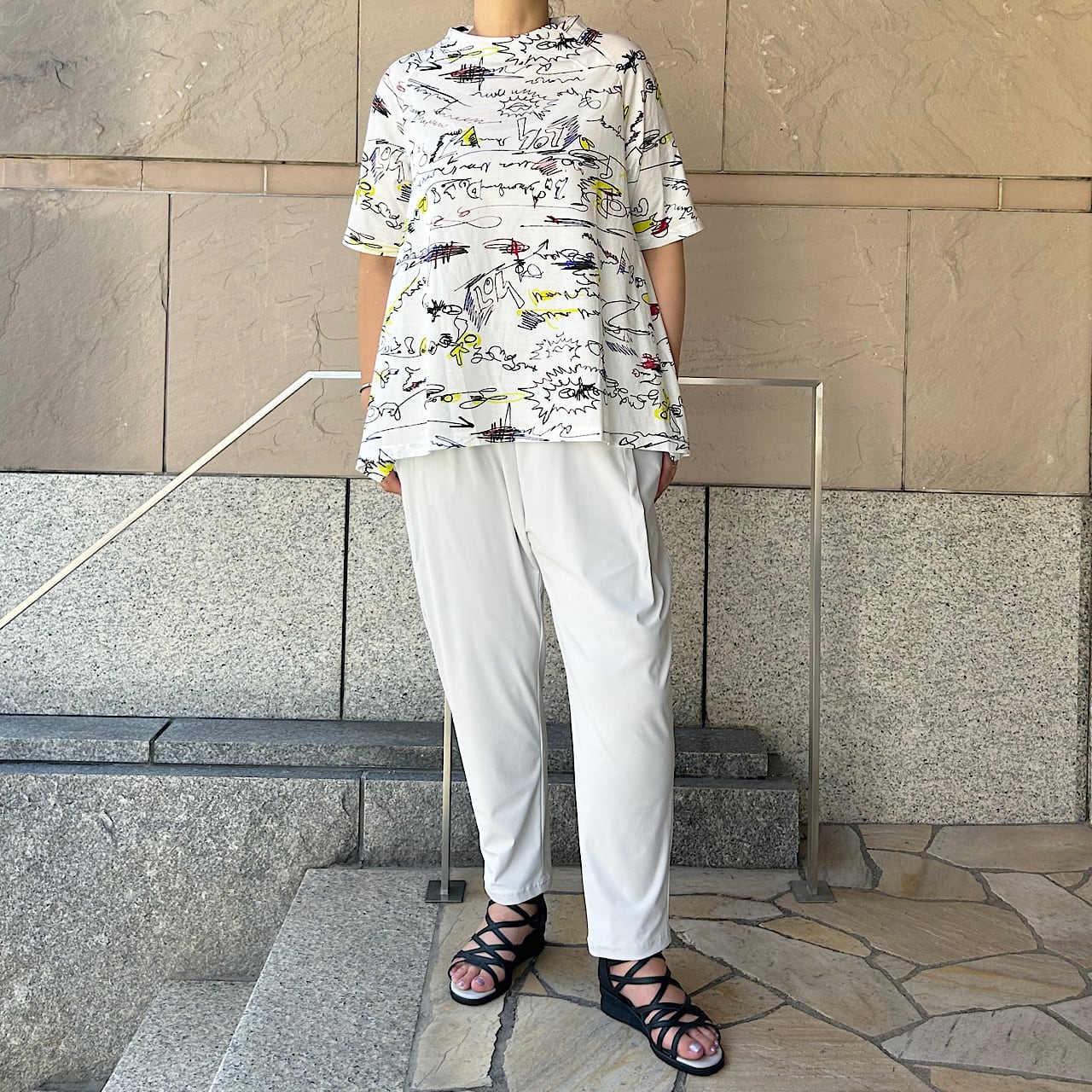 SZ強撚天竺ラフスケッチプリント プルオーバー【252-3274】