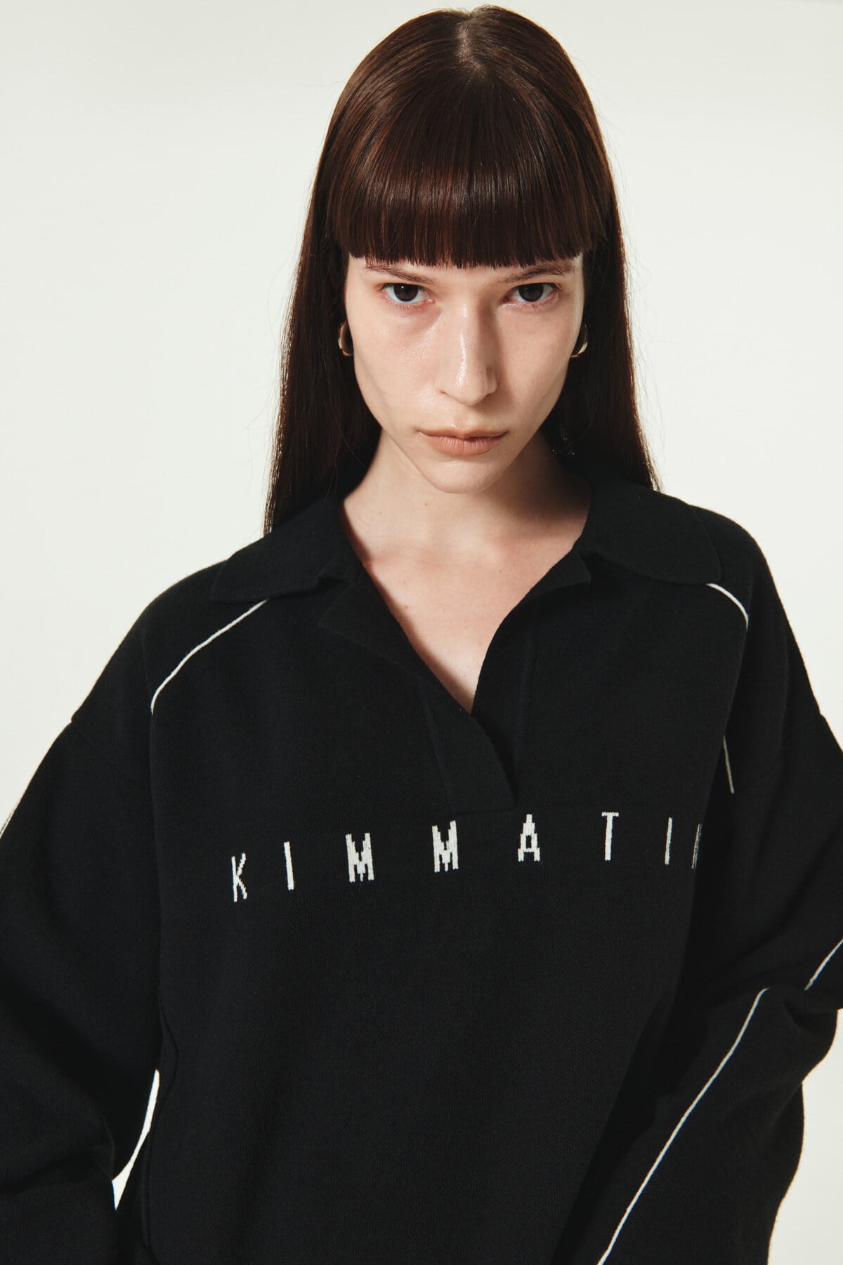 KIMMATIN] OVERSIZE PIQUE PULLOVER IN BLACK 正規品 韓国ブランド