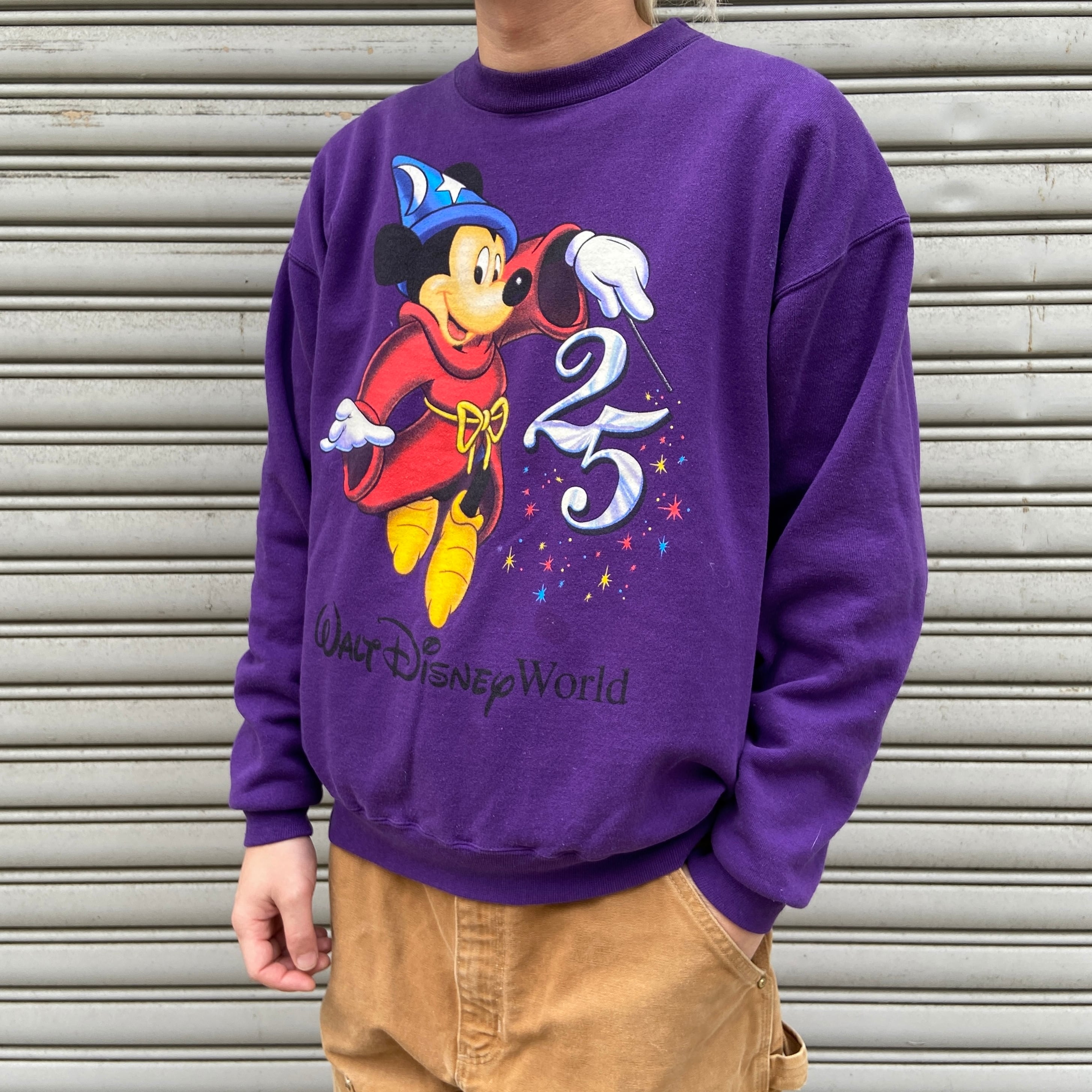 90s USA製☆ディズニー ファンタジアミッキーマウス スウェット 紫 M