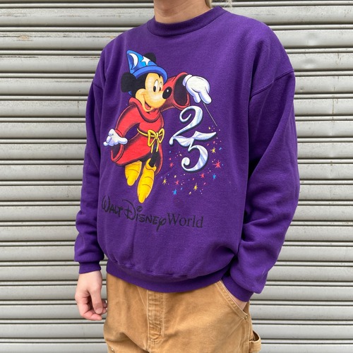 90s USA製☆ディズニー　ファンタジアミッキーマウス　スウェット　紫　M