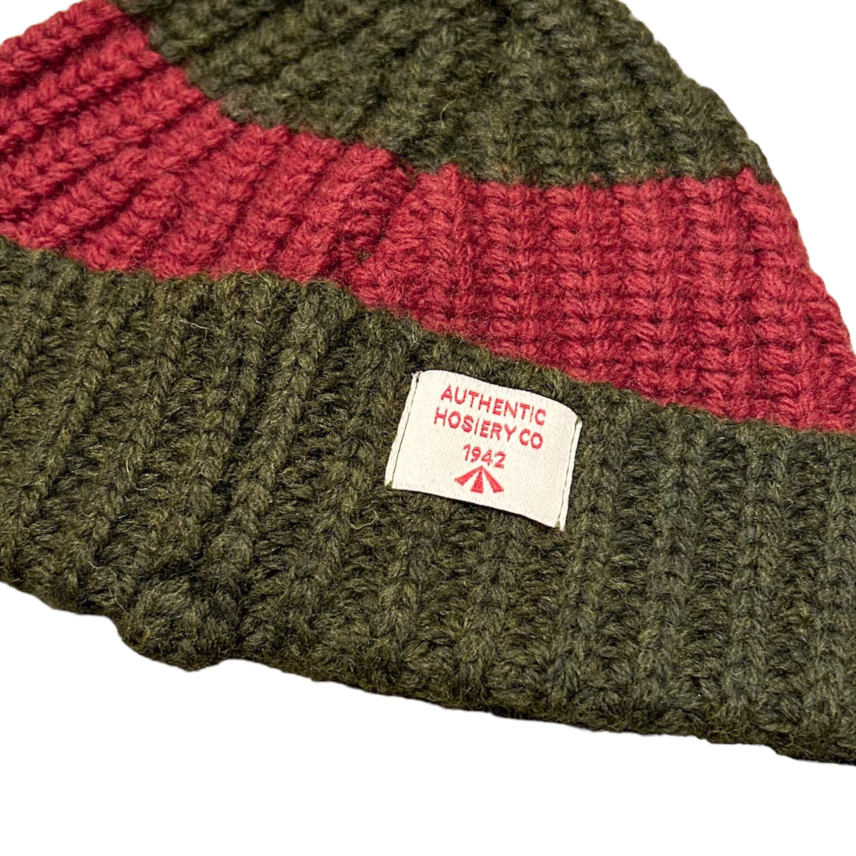 Nigel Cabourn / STRIPED POM POM BEANIE Green ナイジェル