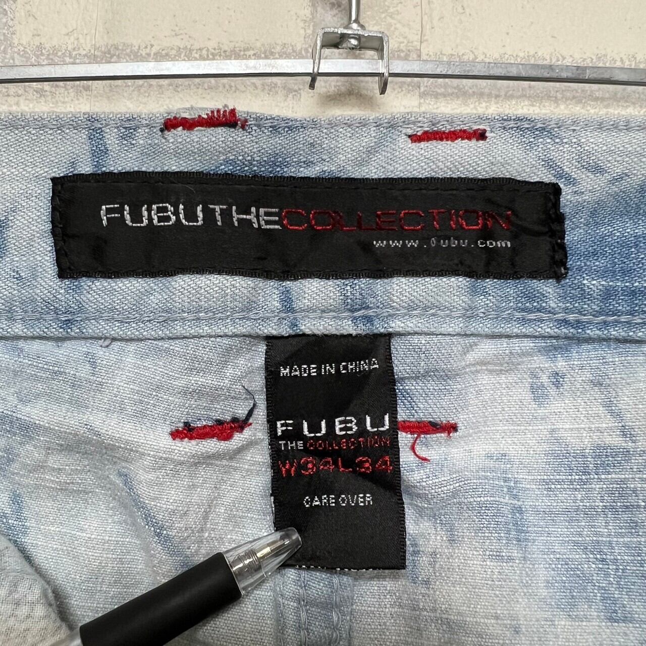 W34×L34】FUBU デニムパンツ 革パッチ | 古着屋OLDGREEN