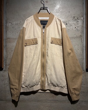 【Caka】“SEAN JOHN” Vintage Loose Linen × Cotton Bomber Jacket