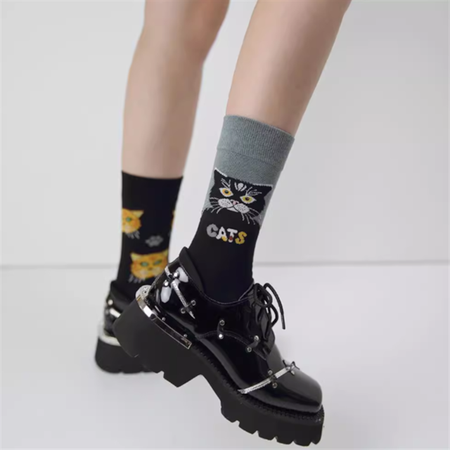 アニマル柄クルーソックス／５足セット　10708