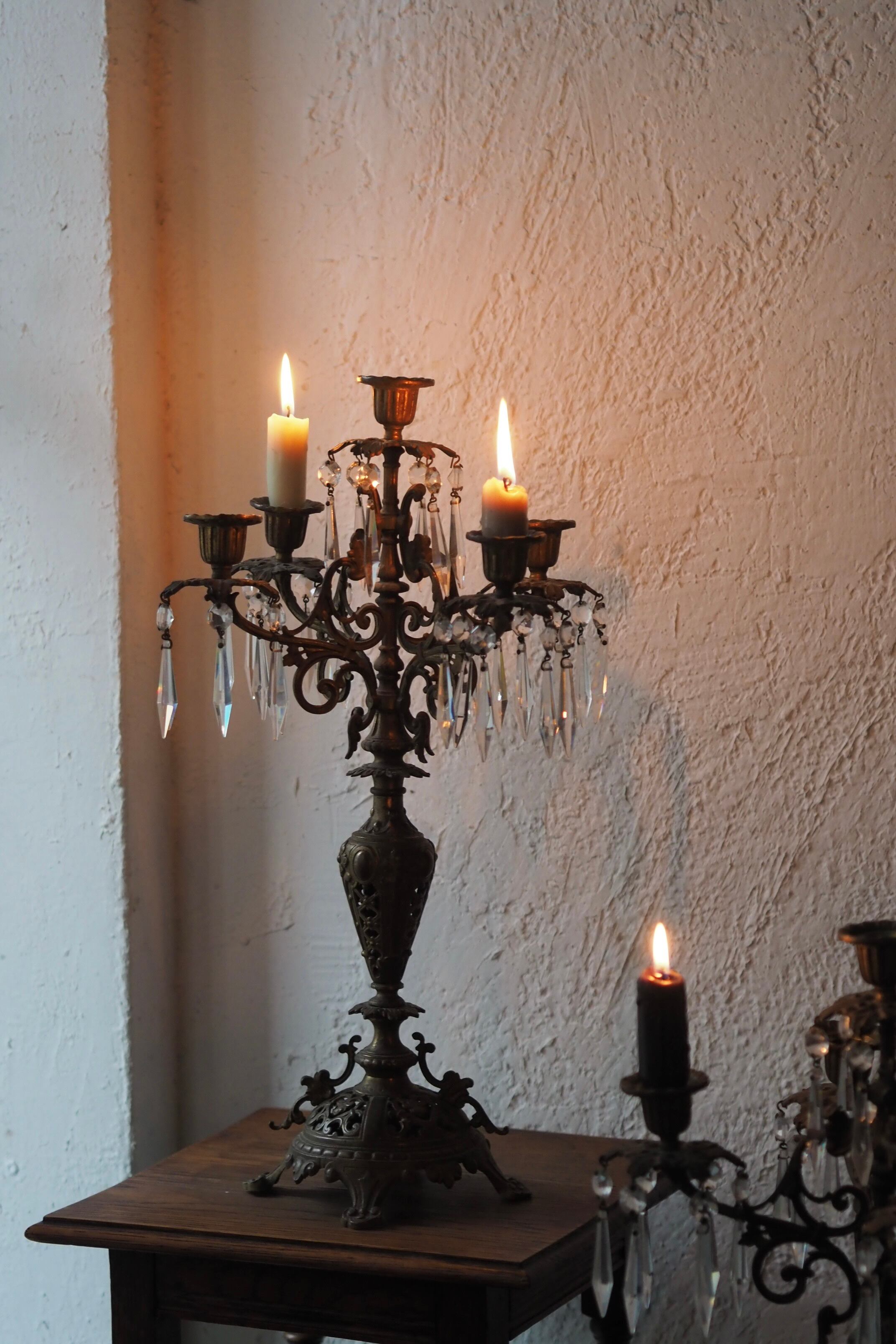 スタンドシャンデリア燭台-antique pair candle stand