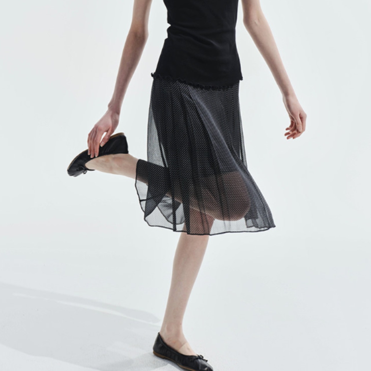 Tulle Layered Midi Skirt F0567