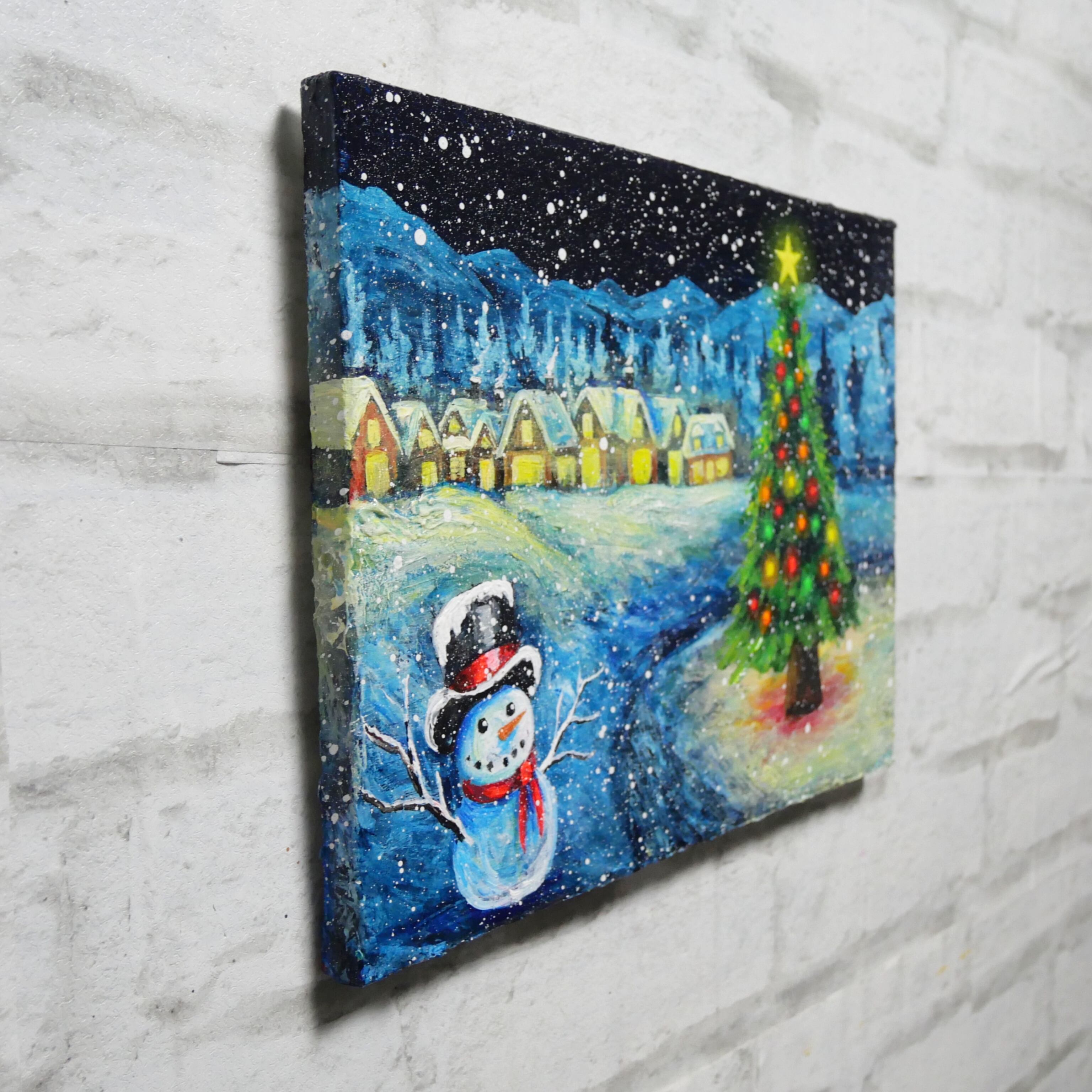 油絵 油彩 油彩画 絵 絵画 【ホワイト・クリスマス・キャロル