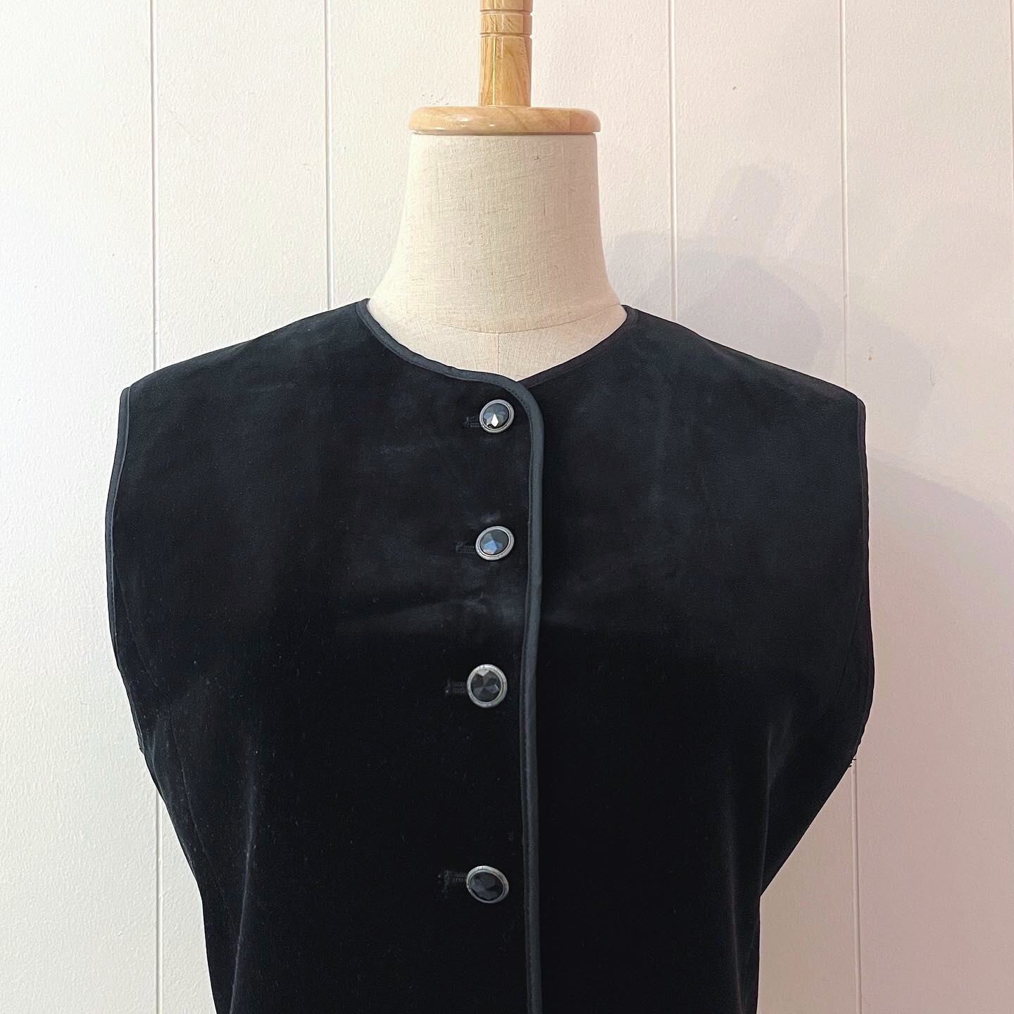 black velvet piping vest