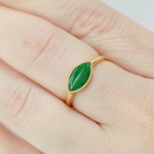 光にかざすと神秘的！ 深緑マーキス翡翠 K10YGリング A貨翡翠 jd_rg1455