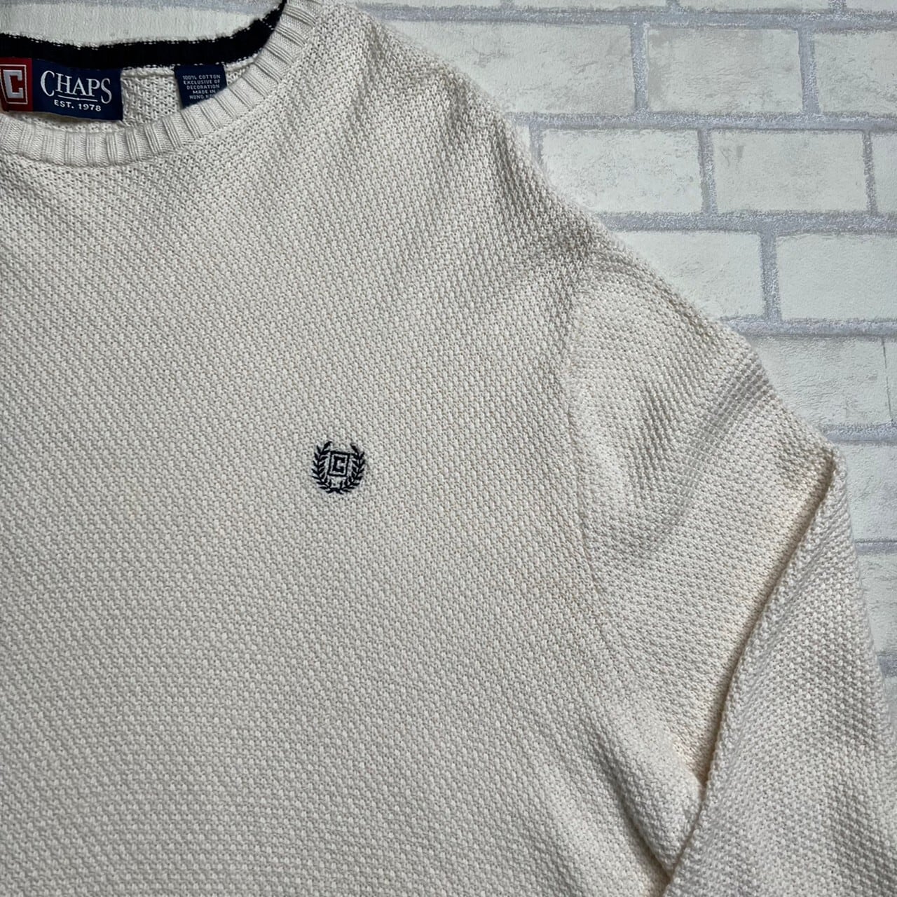 CHAPS ニット L コットン100% 刺繍 | 古着屋OLDGREEN