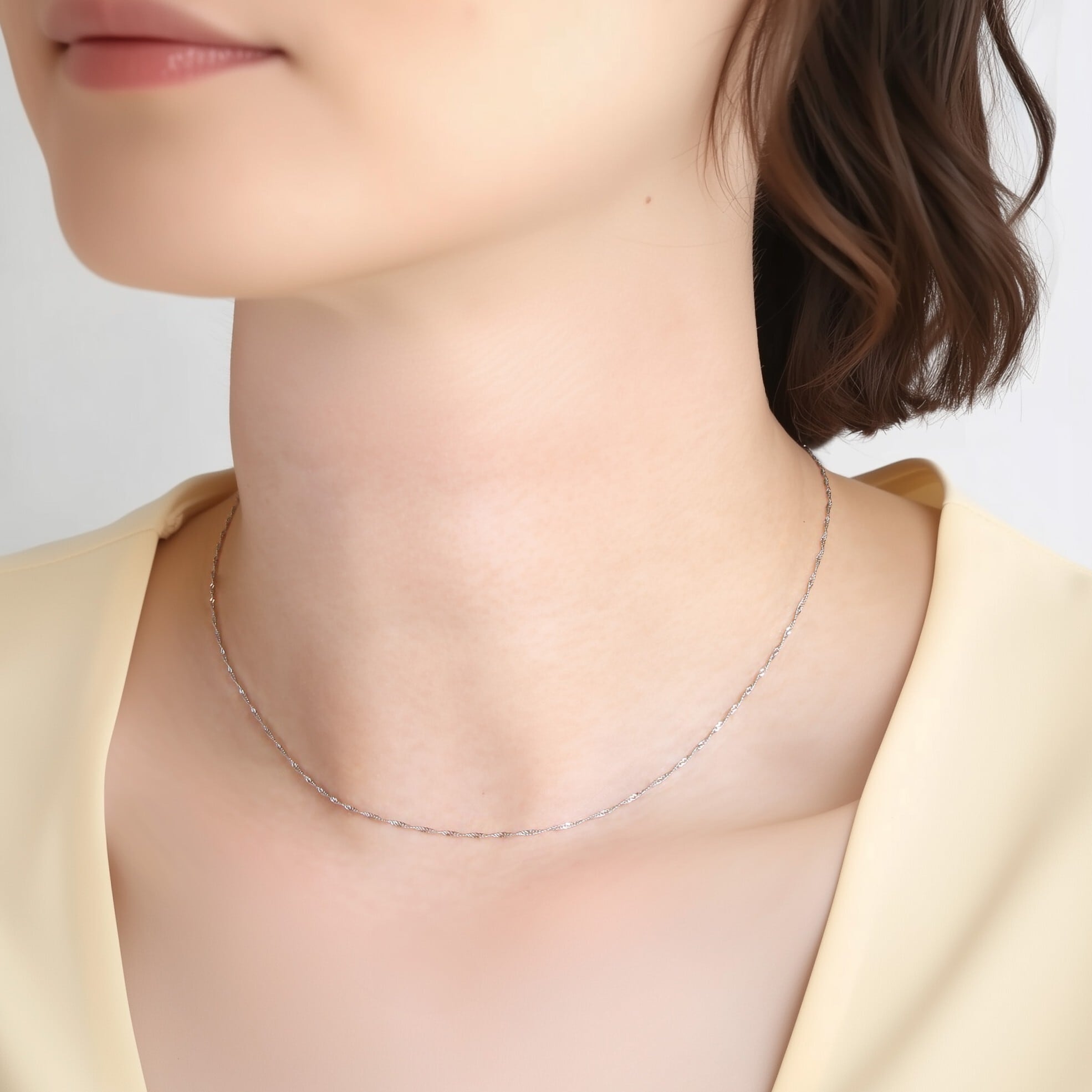 Pt850 ツイストチェーンネックレス 40cm No.193 | スキンジュエリー