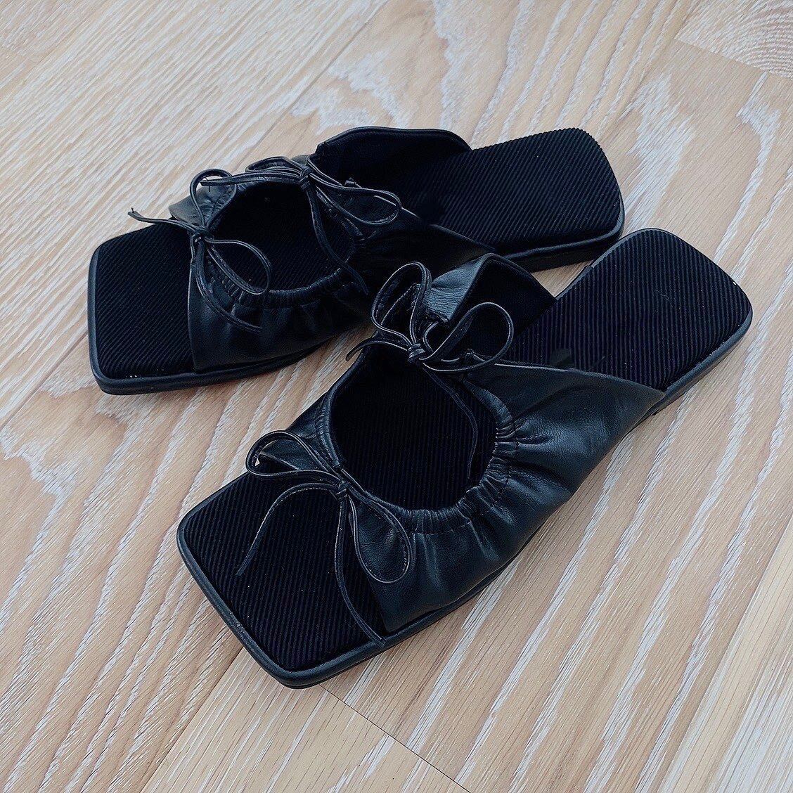 Ribbon flat sandal /black (7月中旬頃発送予定)