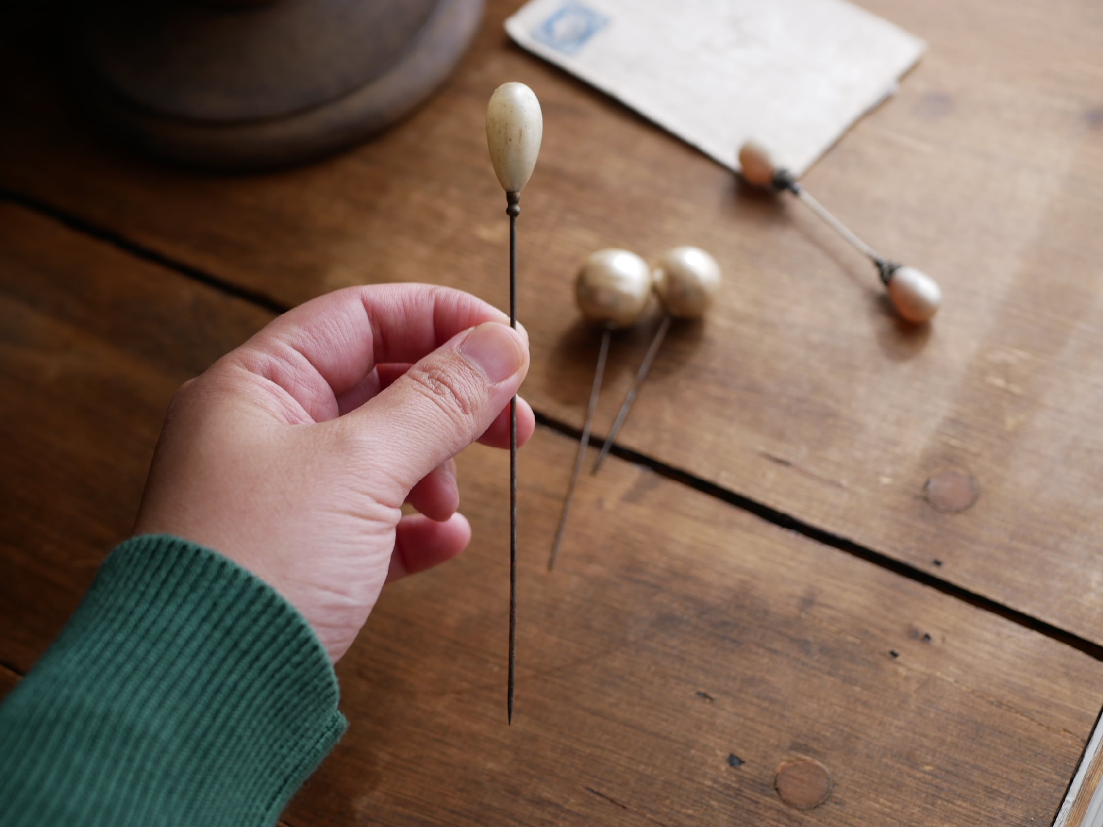 ハットピン 4本 セット フランスアンティーク ブロカントのある