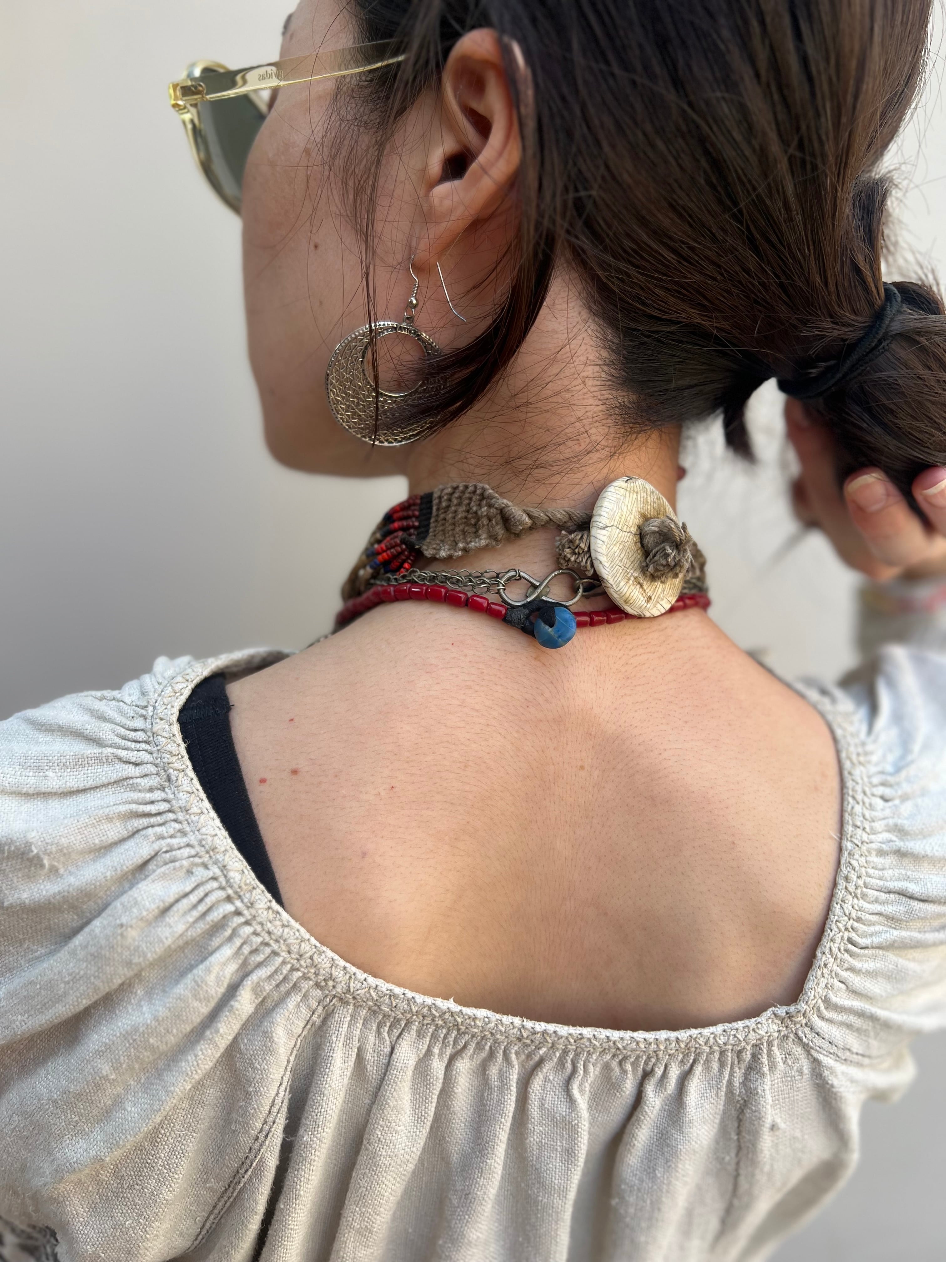 Vintage NAGA beads × shell Necklace ( ヴィンテージ ナガ族 ビーズ