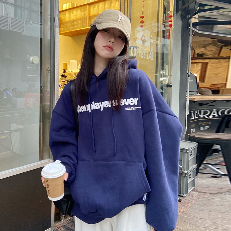 ブルーベルベットフードスウェット レディースオータムウィンタールーズトップス 秋物 冬物 スーパーモール85687857454