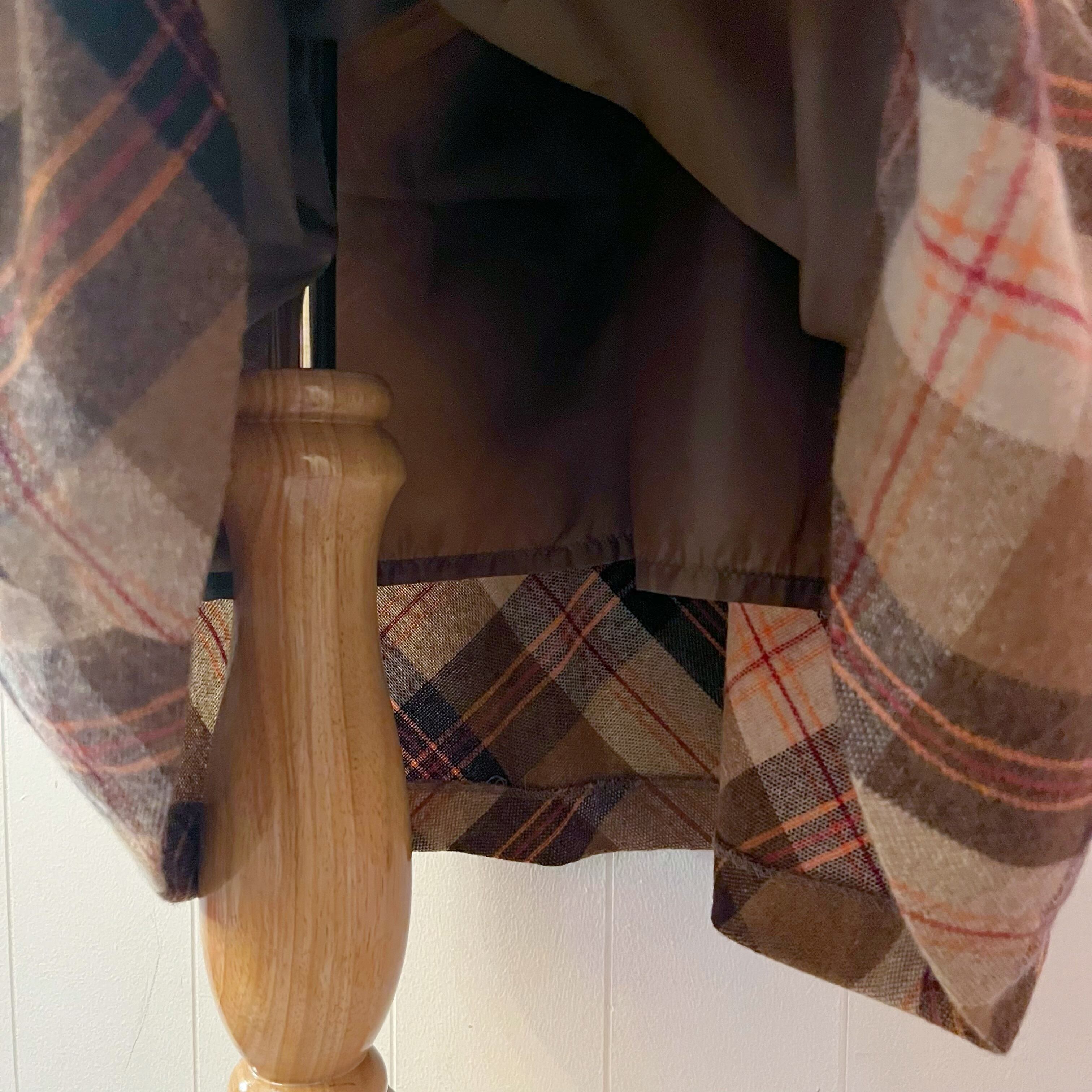 orange check wool long skirt