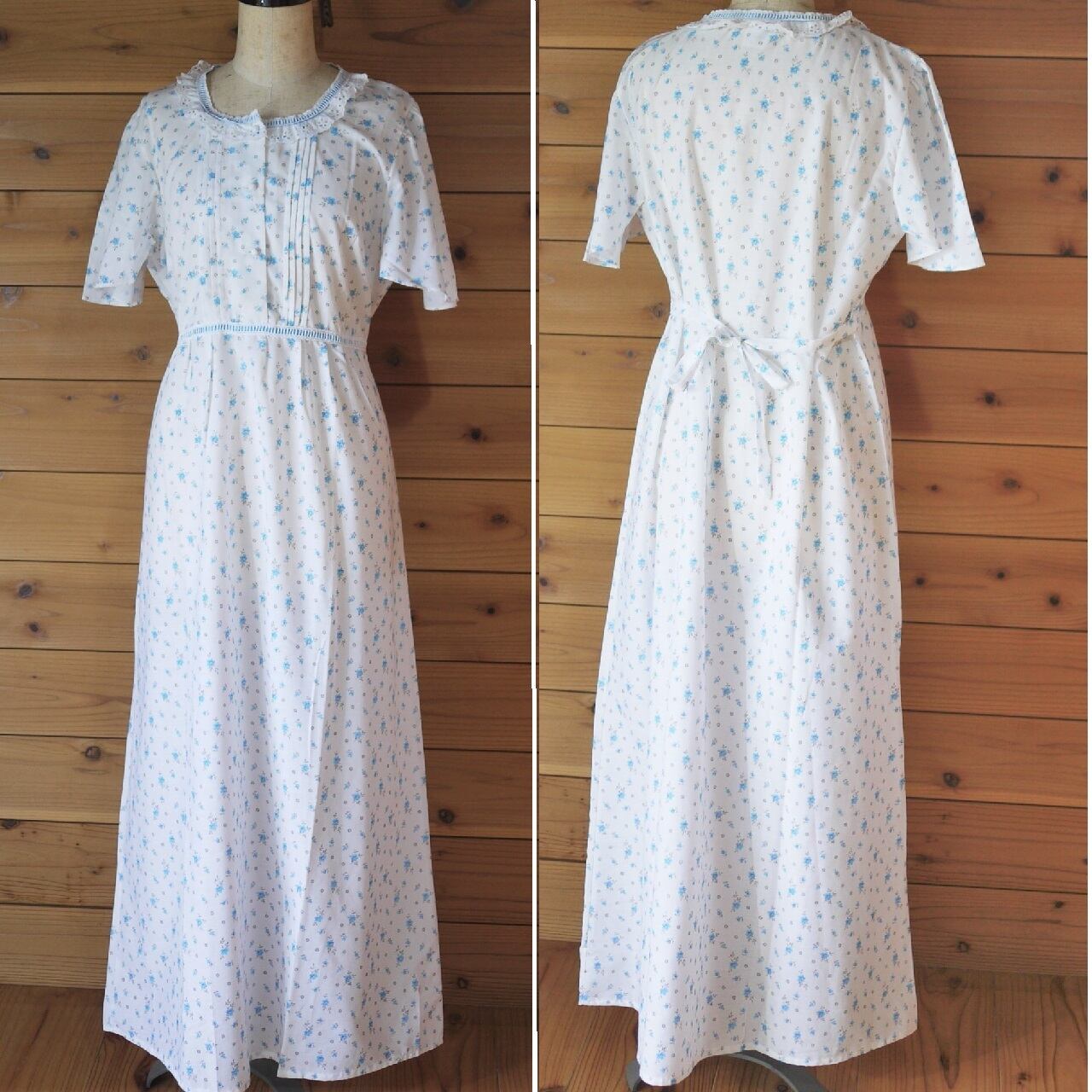 ヴィンテージ プリントナイティ サマードレス 青花/フランス