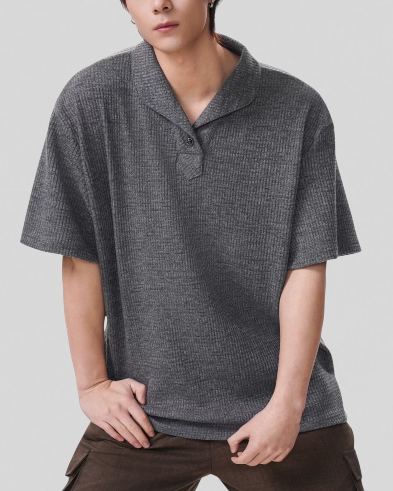 Boxy Knit Polo Tee（85％/100％）