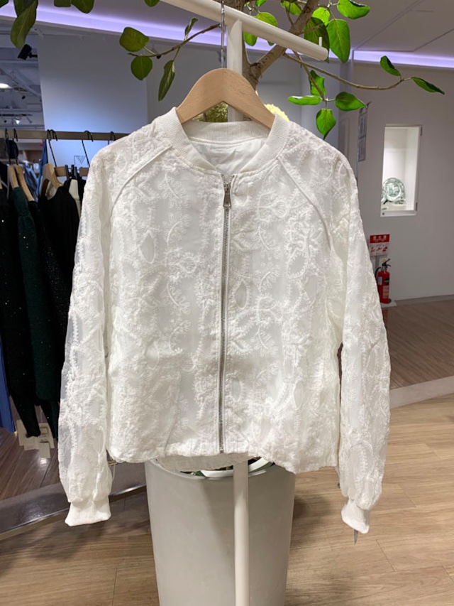 ジャガードシアーブルゾン［Color:ホワイト］