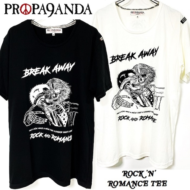 【30%OFF SALE】PROPA9ANDA / プロパガンダ「ROCK 'N' ROMANCE TEE」Ｔシャツ 半袖 Uネック 黒白 ブラック ホワイト スカル ドクロ メンズ レディース 映画 TRUE ROMANCE UKパンクロック PUNKROCK ハードコア HARDCORE メタル METAL バンド ギフト無料 ステージ衣装 Rogia