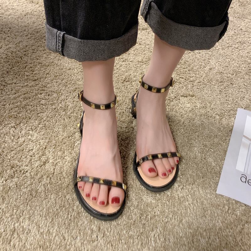 フェアリースタイルのワードバックルストラップサンダル女性2020新しい野生の夏のネット赤い夏のオープントゥのローマの靴の潮 部族の婦人靴1802594