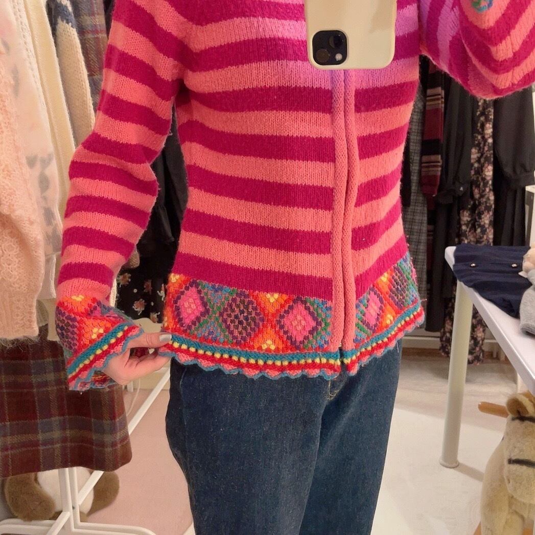 paul smith / pink border knit cardigan