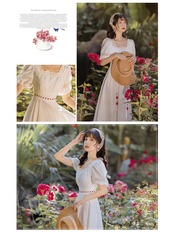 【0006】Retro Cherry Lace Short Sleeve Dress