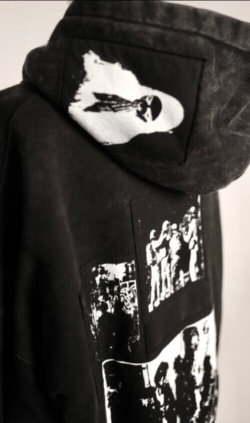 トップス EMOstanceclub Washed patch zip hoodie Smoke washed patch zip hoodie - black | emostanceclub - もご