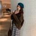 ✞ブラウンショートニットカーディガン or ハイウェストスリットチェック柄スカート or ブラウンスリングキャミ ロングスリーブ レトロ ✞ゴスロリ SM ミリ 甘ロリ クラロリ 和ロリ エレガント 黒ロリ 姫ロリ 華ロリ BB-BB28941253980