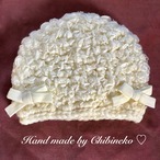 【送料無料】白いリボンのニット帽♡