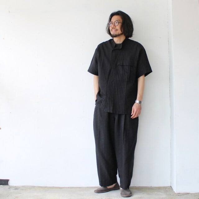 HAVERSACK ギンガムジャガード2タックワイドパンツ Gingham jacquard