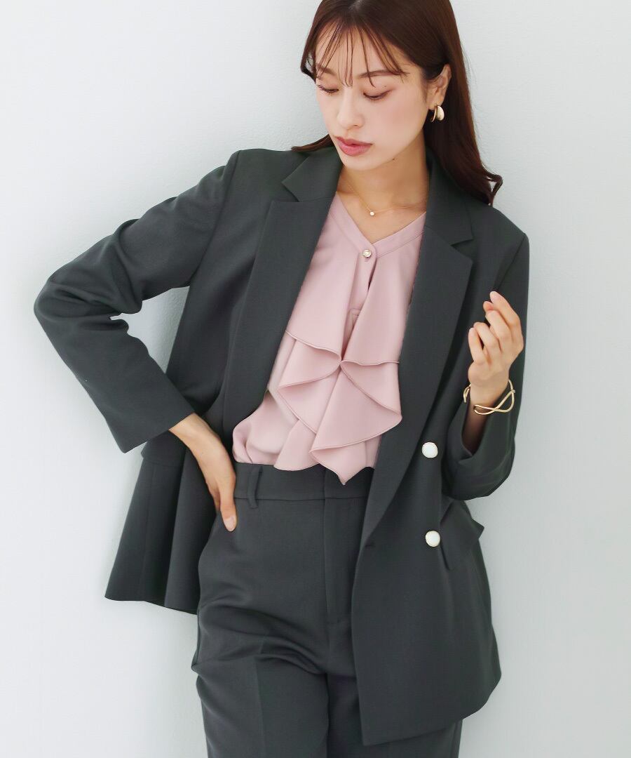 24AW ストレッチツイルダブルジャケット SALE 30％OFF】【洗える・ストレッチ】ウォッシャブルツイルストレッチ