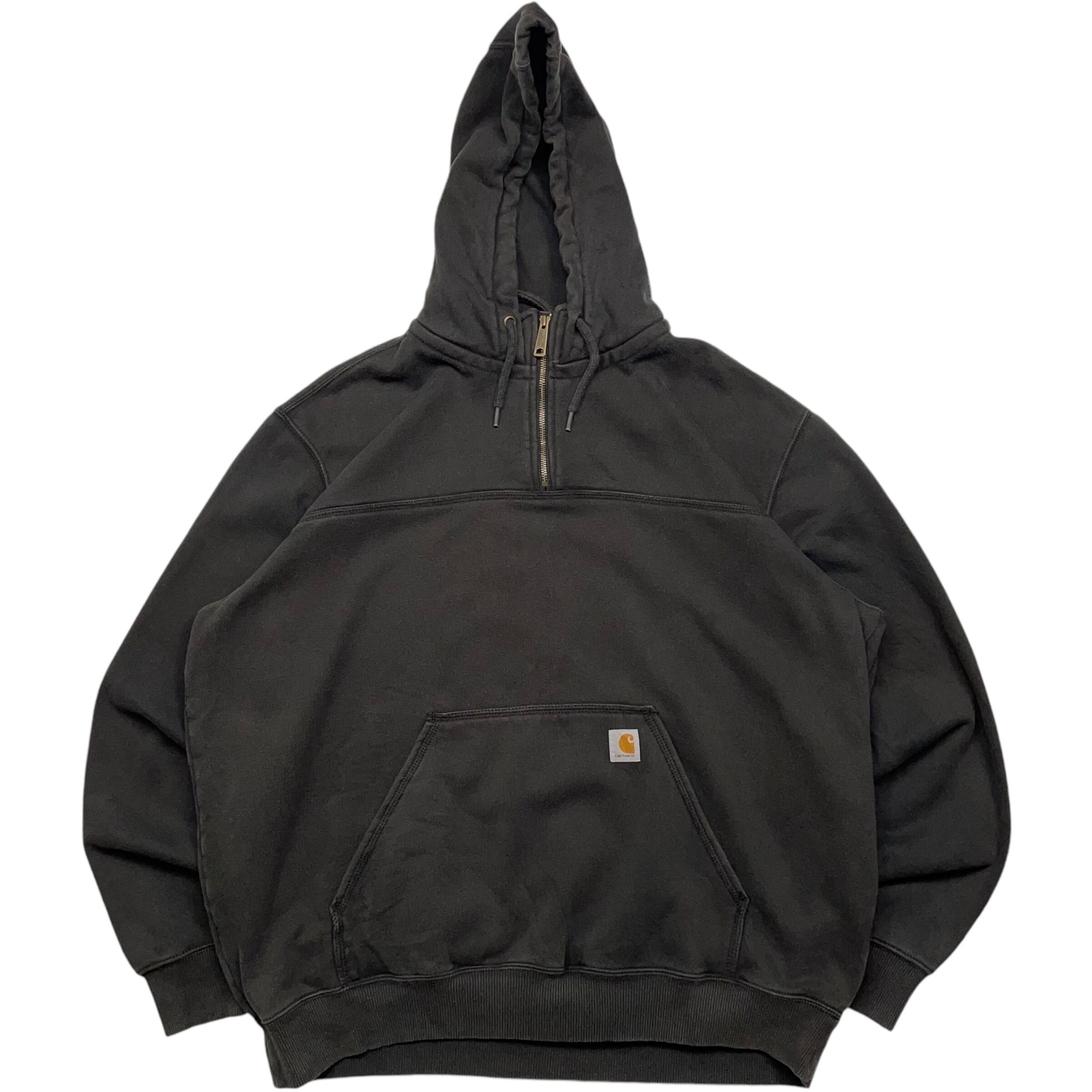 《XXL》 Carhartt カーハート ハーフジップ パーカー ワンポイント ブラックno.4634